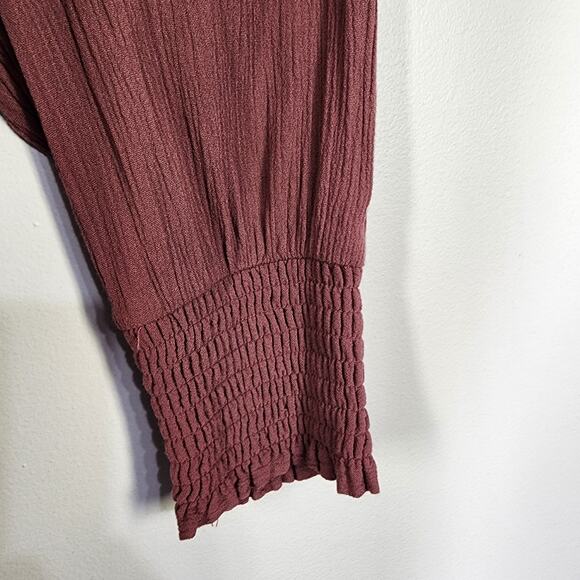 Torrid Womens Babydoll Crinkle Gauze Smocked Top Plus Size 1X Pink Long Sleeve - Picture 6 of 10